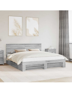 Struttura del letto con testiera Grigio Sonoma 180 x 200 cm