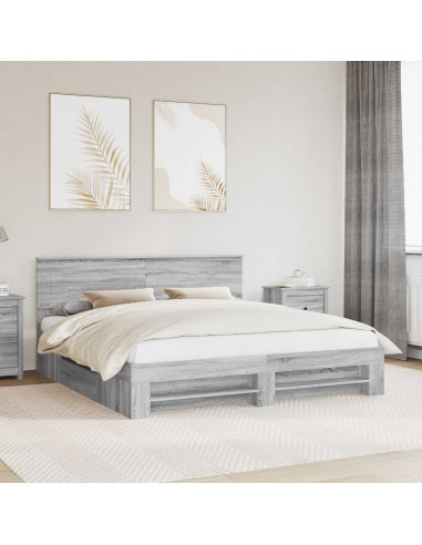 Struttura del letto con testiera Grigio Sonoma 180 x 200 cm