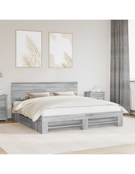 Struttura del letto con testiera Grigio Sonoma 180 x 200 cm