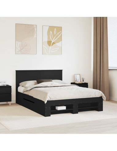 Struttura del letto Nero 140 x 200 cm Legno multistrato