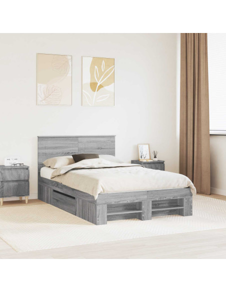 Struttura del letto con testiera Grigio Sonoma 137 x 203 cm
