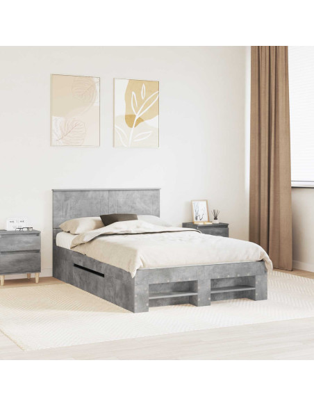 Struttura del letto con testiera Grigio cemento 120 x 200 cm