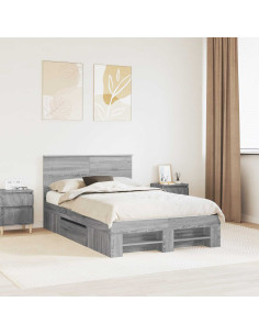 Struttura del letto con testiera Grigio Sonoma 120 x 200 cm