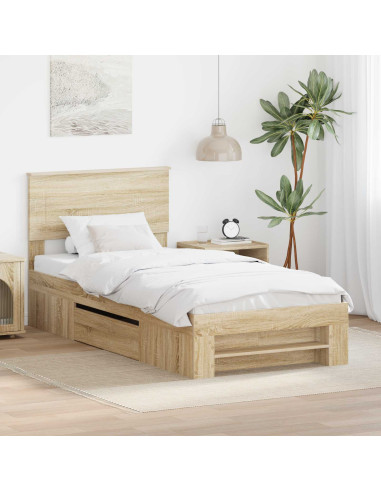 Struttura del letto Rovere Sonoma 100 x 200 m Legno multistrato