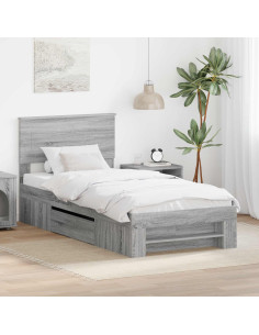 Struttura del letto Grigio Sonoma 100 x 200 m Legno multistrato