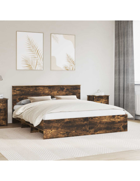 Struttura del letto Rovere fumé 180 x 200 cm Legno multistrato