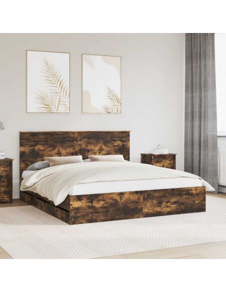 Struttura del letto con cassetto Rovere fumé 200 x 200 cm