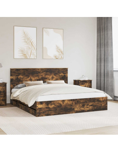 Struttura del letto con cassetto Rovere fumé 180 x 200 cm