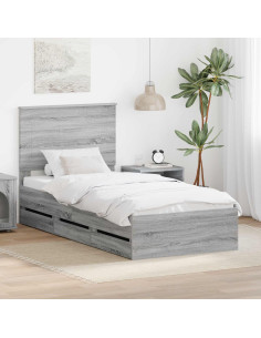 Struttura del letto con cassetto Grigio Sonoma 100 x 200 cm