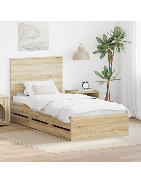Struttura del letto con cassetto Rovere Sonoma 75 x 190 cm