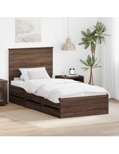 Struttura del letto con cassetto Rovere Marrone 75 x 190 cm
