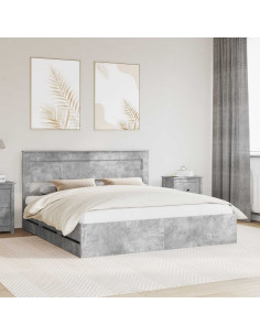 Struttura del letto con cassetto Grigio cemento 200 x 200 cm