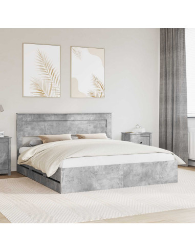 Struttura del letto con cassetto Grigio cemento 180 x 200 cm