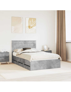 Struttura del letto con cassetto Grigio cemento 135 x 190 cm