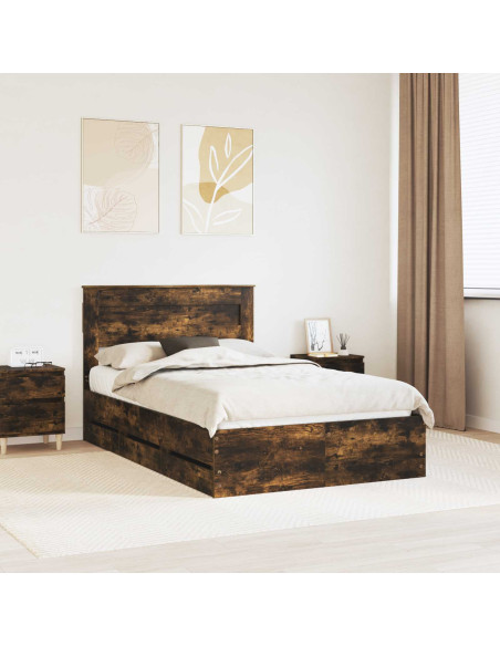 Struttura del letto con cassetto Rovere fumé 120 x 190 cm