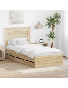 Struttura del letto con cassetto Rovere Sonoma 90 x 190 cm