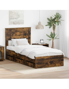 Struttura del letto con cassetto Rovere fumé 90 x 200 cm