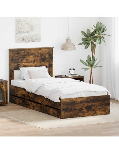 Struttura del letto con cassetto Rovere fumé 90 x 200 cm