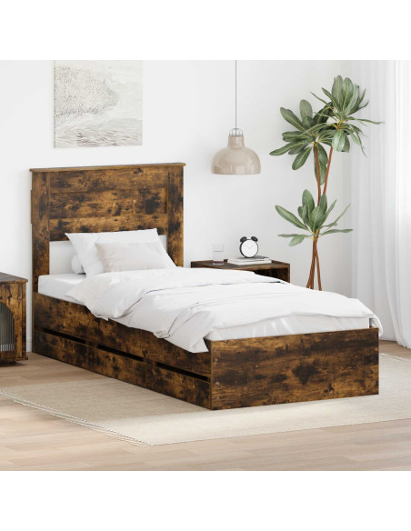 Struttura del letto con cassetto Rovere fumé 90 x 200 cm