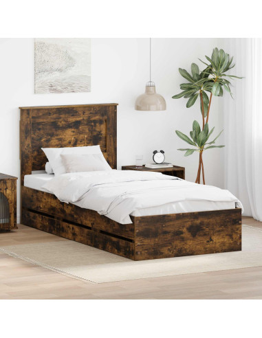Struttura del letto con cassetto Rovere fumé 90 x 200 cm