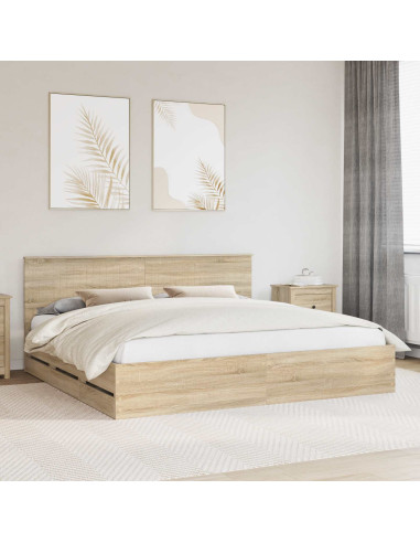 Struttura del letto con cassetto Rovere Sonoma 200 x 200 cm