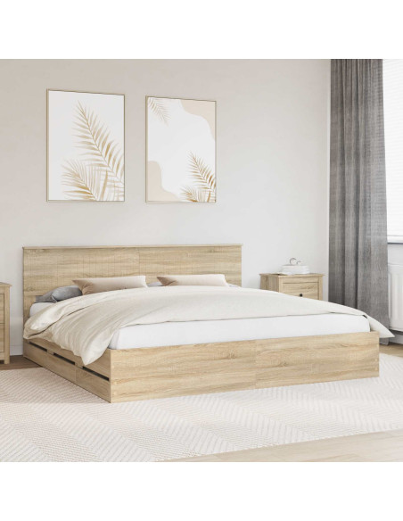 Struttura del letto con cassetto Rovere Sonoma 200 x 200 cm