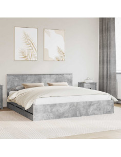Struttura del letto con cassetto Grigio cemento 200 x 200 cm