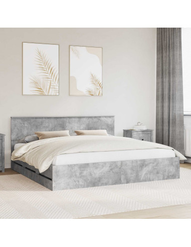Struttura del letto con cassetto Grigio cemento 200 x 200 cm