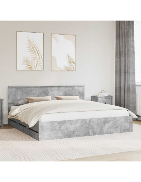 Struttura del letto con cassetto Grigio cemento 200 x 200 cm