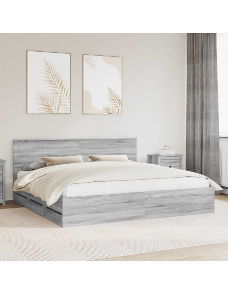 Struttura del letto con cassetto Grigio Sonoma 200 x 200 cm
