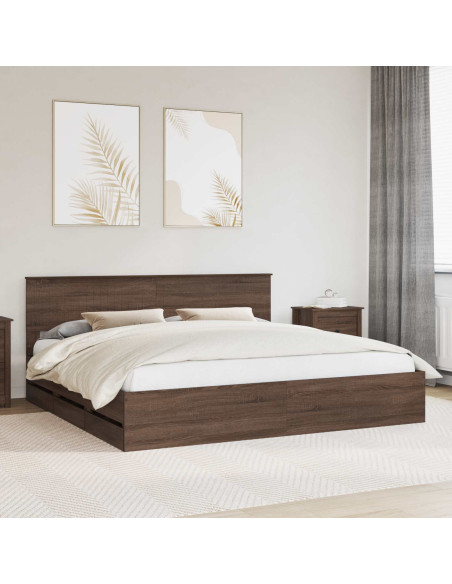Struttura del letto con cassetto Rovere Marrone 200 x 200 cm