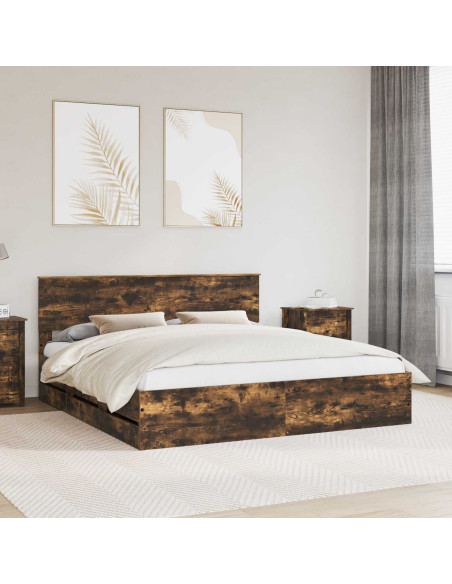 Struttura del letto con cassetto Rovere fumé 180 x 200 cm
