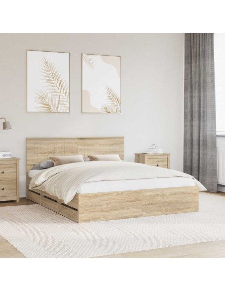 Struttura del letto con cassetto Rovere Sonoma 160 x 200 cm