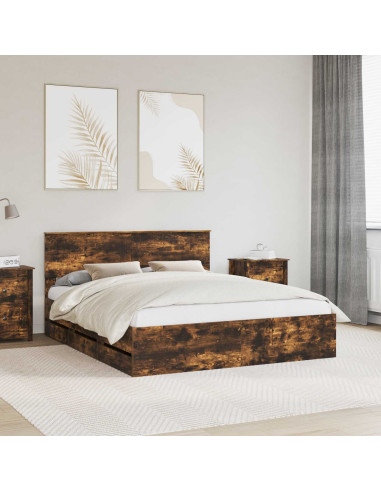 Struttura del letto con cassetto Rovere fumé 160 x 200 cm