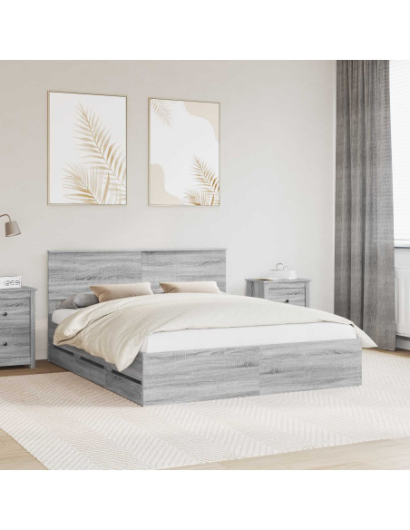Struttura del letto con cassetto Grigio Sonoma 160 x 200 cm