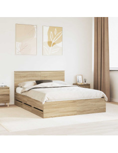 Struttura del letto con cassetto Rovere Sonoma 150 x 200 cm