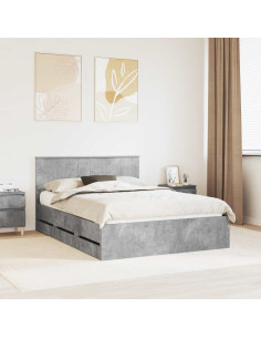 Struttura del letto con cassetto Grigio cemento 135 x 190 cm