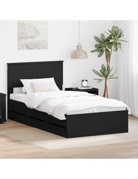 Struttura del letto Nero 100 x 200 cm Legno Ingegnerizzato