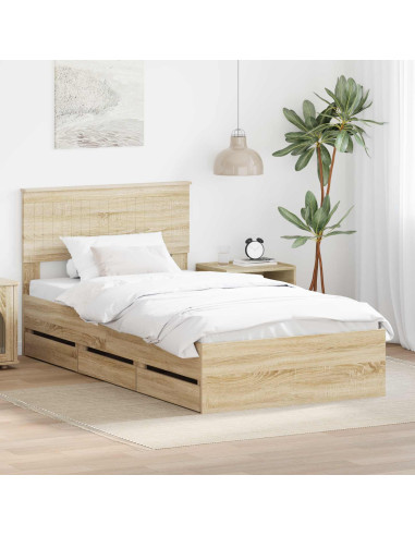 Struttura del letto con cassetto Rovere Sonoma 100 x 200 cm