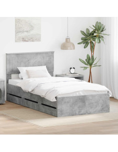 Struttura del letto con cassetto Grigio cemento 100 x 200 cm