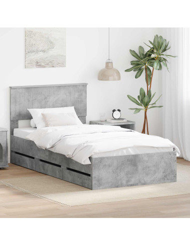 Struttura del letto con cassetto Grigio cemento 100 x 200 cm