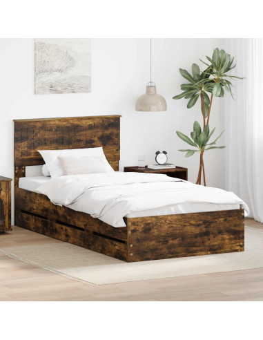 Struttura del letto con cassetto Rovere fumé 100 x 200 cm