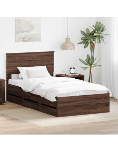 Struttura del letto con cassetto Rovere Marrone 100 x 200 cm