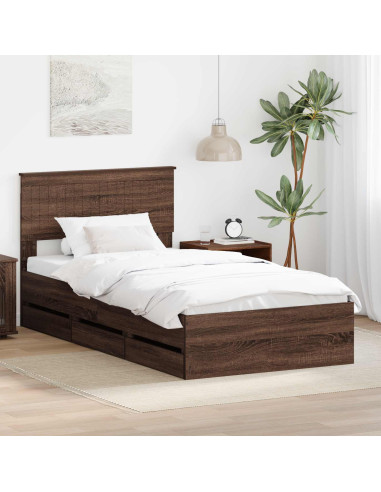 Struttura del letto con cassetto Rovere Marrone 100 x 200 cm