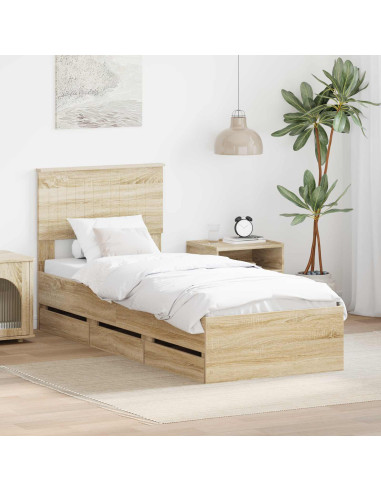 Struttura del letto con cassetto Rovere Sonoma 75 x 190 cm