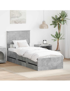 Struttura del letto con cassetto Grigio cemento 75 x 190 cm