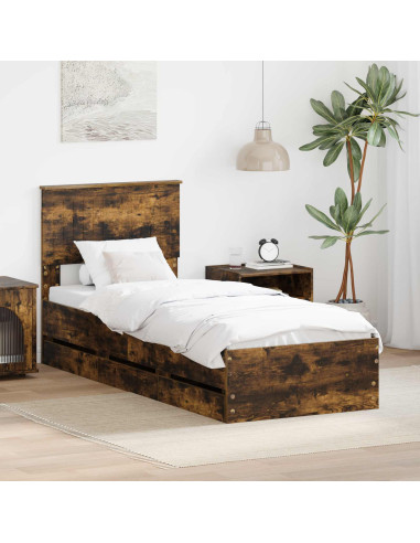 Struttura del letto con cassetto Rovere fumé 75 x 190 cm