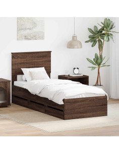 Struttura del letto con cassetto Rovere Marrone 75 x 190 cm