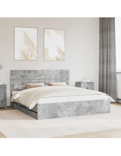 Struttura del letto con cassetto Grigio cemento 200 x 200 cm