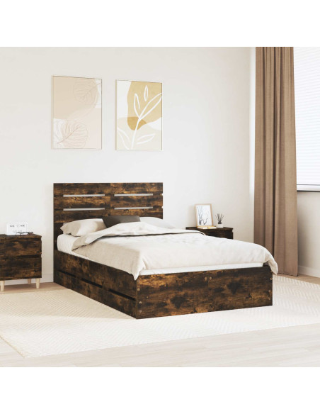Struttura del letto con cassetto Rovere fumé 135 x 190 cm